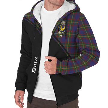 Durie Tartan Sherpa Hoodie with Family Crest Curve Style