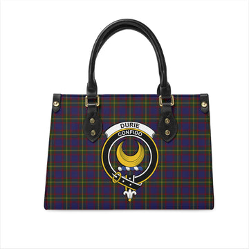 Durie Tartan Leather Bag with Family Crest