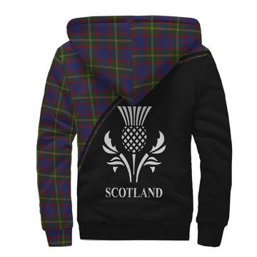 Durie Tartan Sherpa Hoodie with Family Crest Curve Style