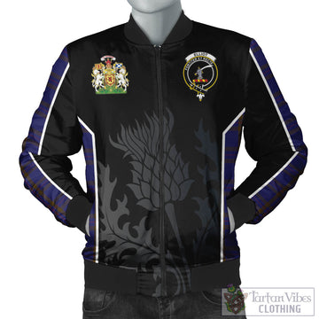 Elliot Tartan Bomber Jacket with Family Crest and Scottish Thistle Vibes Sport Style