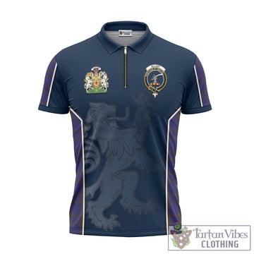 Elliot Tartan Zipper Polo Shirt with Family Crest and Lion Rampant Vibes Sport Style