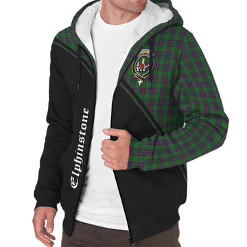 Elphinstone Tartan Sherpa Hoodie with Family Crest Curve Style