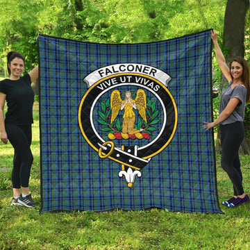 Falconer Tartan Quilt with Family Crest