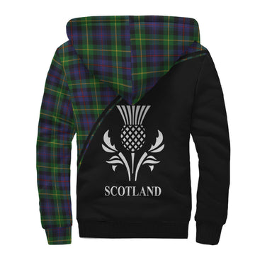 Farquharson Tartan Sherpa Hoodie with Family Crest Curve Style