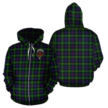 Farquharson Tartan Hoodie with Family Crest