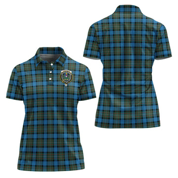 Fergusson Ancient Tartan Polo Shirt with Family Crest For Women