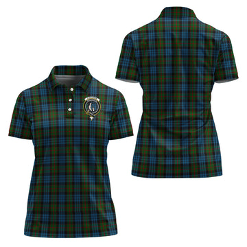 Fletcher of Dunans Tartan Polo Shirt with Family Crest For Women