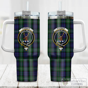 Forbes Tartan and Family Crest Tumbler with Handle