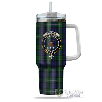 Forbes Tartan and Family Crest Tumbler with Handle