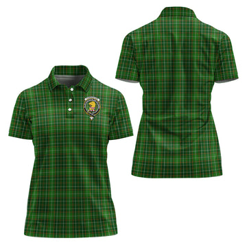 Forrester Hunting Tartan Polo Shirt with Family Crest For Women