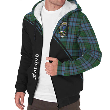 Forsyth Tartan Sherpa Hoodie with Family Crest Curve Style