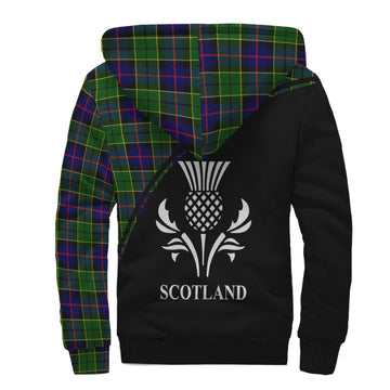 Forsyth Modern Tartan Sherpa Hoodie with Family Crest Curve Style