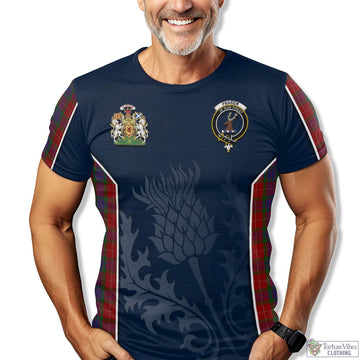 Fraser Tartan T-Shirt with Family Crest and Scottish Thistle Vibes Sport Style