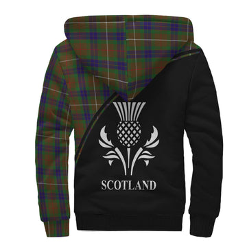 Fraser Hunting Tartan Sherpa Hoodie with Family Crest Curve Style