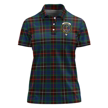 Fraser Hunting Ancient Tartan Polo Shirt with Family Crest For Women