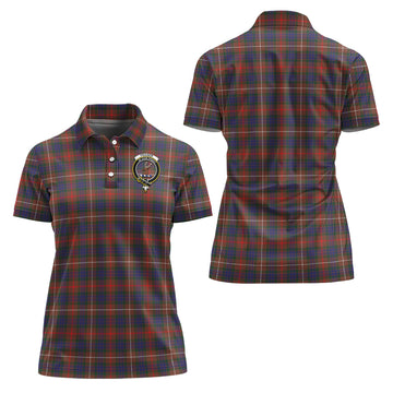 Fraser Hunting Modern Tartan Polo Shirt with Family Crest For Women