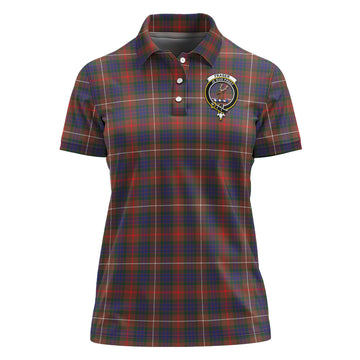 Fraser Hunting Modern Tartan Polo Shirt with Family Crest For Women