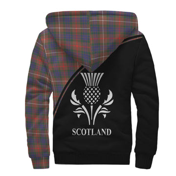 Fraser Hunting Modern Tartan Sherpa Hoodie with Family Crest Curve Style