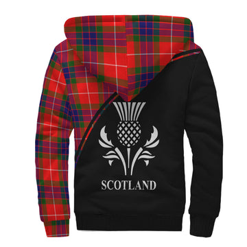 Fraser Modern Tartan Sherpa Hoodie with Family Crest Curve Style