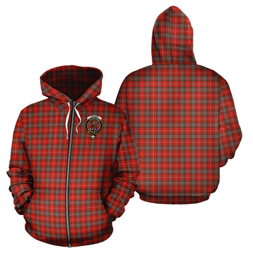Fraser Weathered Tartan Hoodie with Family Crest