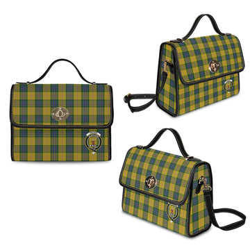 Fraser Yellow Tartan Waterproof Canvas Bag with Family Crest