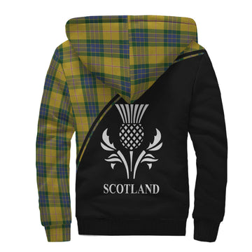 Fraser Yellow Tartan Sherpa Hoodie with Family Crest Curve Style