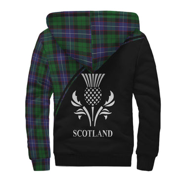 Galbraith Tartan Sherpa Hoodie with Family Crest Curve Style