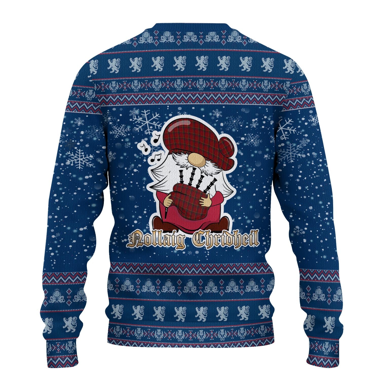Galway County Ireland Clan Christmas Family Knitted Sweater with Funny Gnome Playing Bagpipes - Tartanvibesclothing