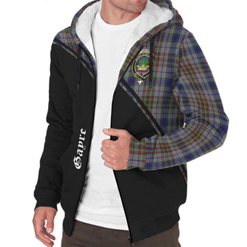 Gayre Hunting Tartan Sherpa Hoodie with Family Crest Curve Style