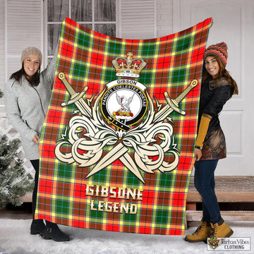 Gibson Tartan Blanket with Clan Crest and the Golden Sword of Courageous Legacy