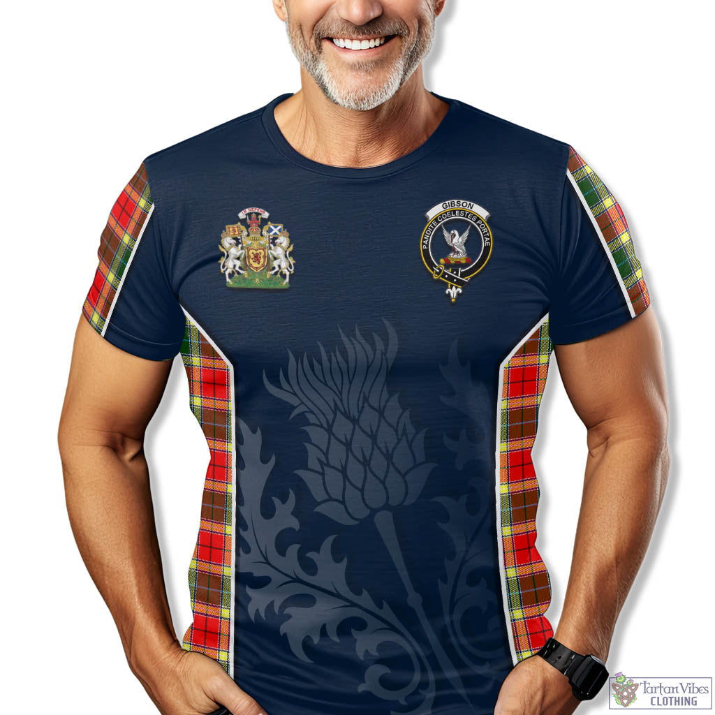 Tartan Vibes Clothing Gibsone (Gibson-Gibbs) Tartan T-Shirt with Family Crest and Scottish Thistle Vibes Sport Style