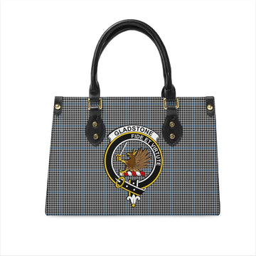 Gladstone Tartan Leather Bag with Family Crest