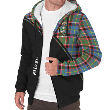 Glass Tartan Sherpa Hoodie with Family Crest Curve Style