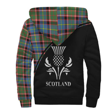 Glass Tartan Sherpa Hoodie with Family Crest Curve Style