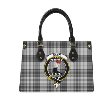 Glen Tartan Leather Bag with Family Crest