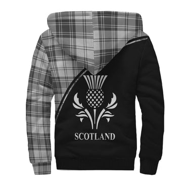 Glen Tartan Sherpa Hoodie with Family Crest Curve Style