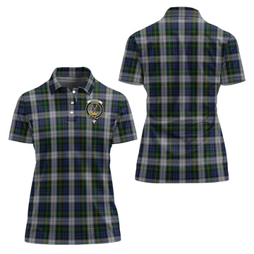Gordon Dress Tartan Polo Shirt with Family Crest For Women