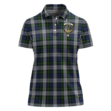 Gordon Dress Tartan Polo Shirt with Family Crest For Women