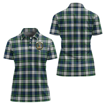 Gordon Dress Ancient Tartan Polo Shirt with Family Crest For Women