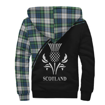 Gordon Dress Ancient Tartan Sherpa Hoodie with Family Crest Curve Style