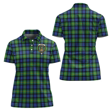 Gordon Old Ancient Tartan Polo Shirt with Family Crest For Women