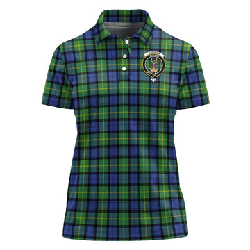 Gordon Old Ancient Tartan Polo Shirt with Family Crest For Women
