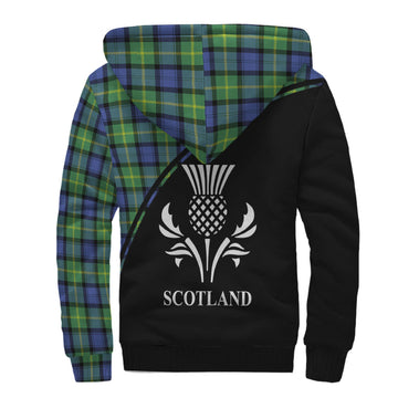 Gordon Old Ancient Tartan Sherpa Hoodie with Family Crest Curve Style
