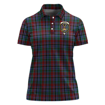 Gordon Red Tartan Polo Shirt with Family Crest For Women