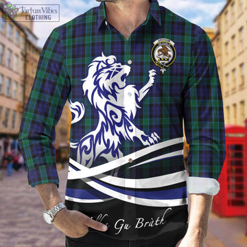 Graham of Menteith Tartan Long Sleeve Button Up Shirt with Alba Gu Brath Regal Lion Emblem