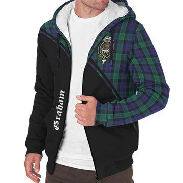 Graham of Menteith Tartan Sherpa Hoodie with Family Crest Curve Style