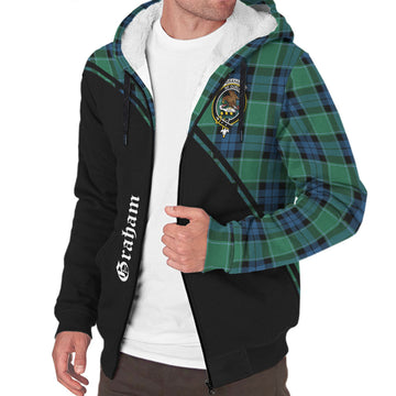 Graham of Menteith Ancient Tartan Sherpa Hoodie with Family Crest Curve Style