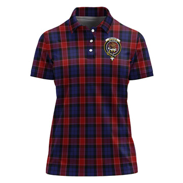 Graham of Menteith Red Tartan Polo Shirt with Family Crest For Women
