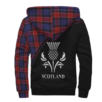Graham of Menteith Red Tartan Sherpa Hoodie with Family Crest Curve Style