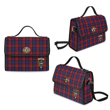 Graham of Menteith Red Tartan Waterproof Canvas Bag with Family Crest